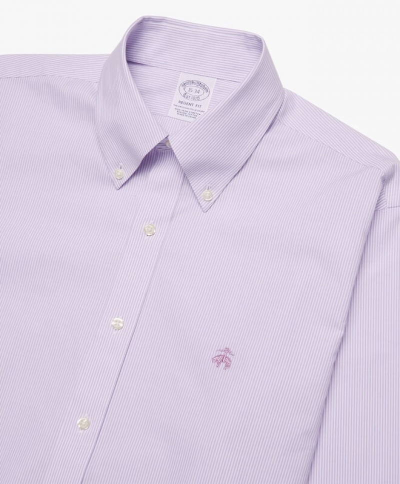 White Brooks Brothers Regular Fit Pastel Purple Non-Iron Button Down Men Shirts | NSY-048369