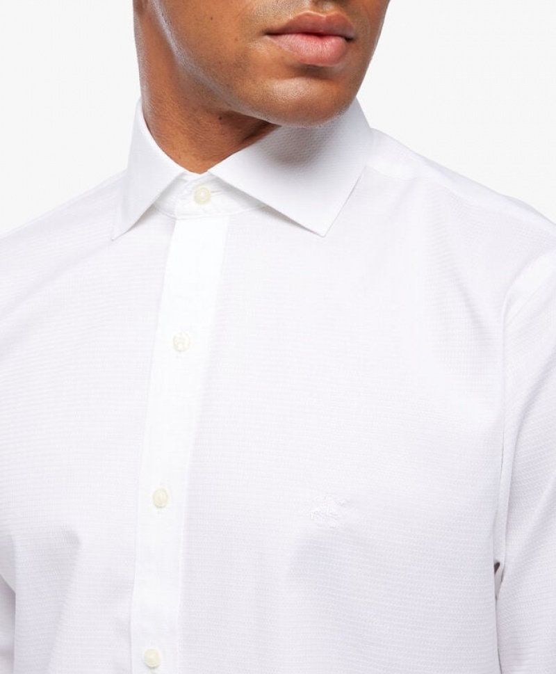 White Brooks Brothers Regular Fit White Spread Collar Men Shirts | BRT-109356