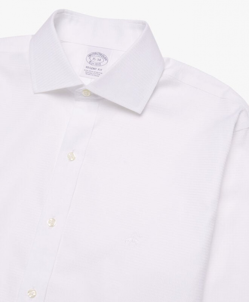 White Brooks Brothers Regular Fit White Spread Collar Men Shirts | BRT-109356