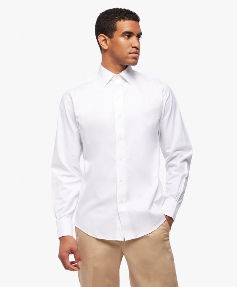 White Brooks Brothers Regular Fit White Non-Iron Ainsley Collar Men Shirts | MWK-145267