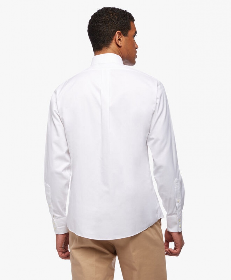 White Brooks Brothers Regular Fit White Non-Iron Ainsley Collar Men Shirts | MWK-145267