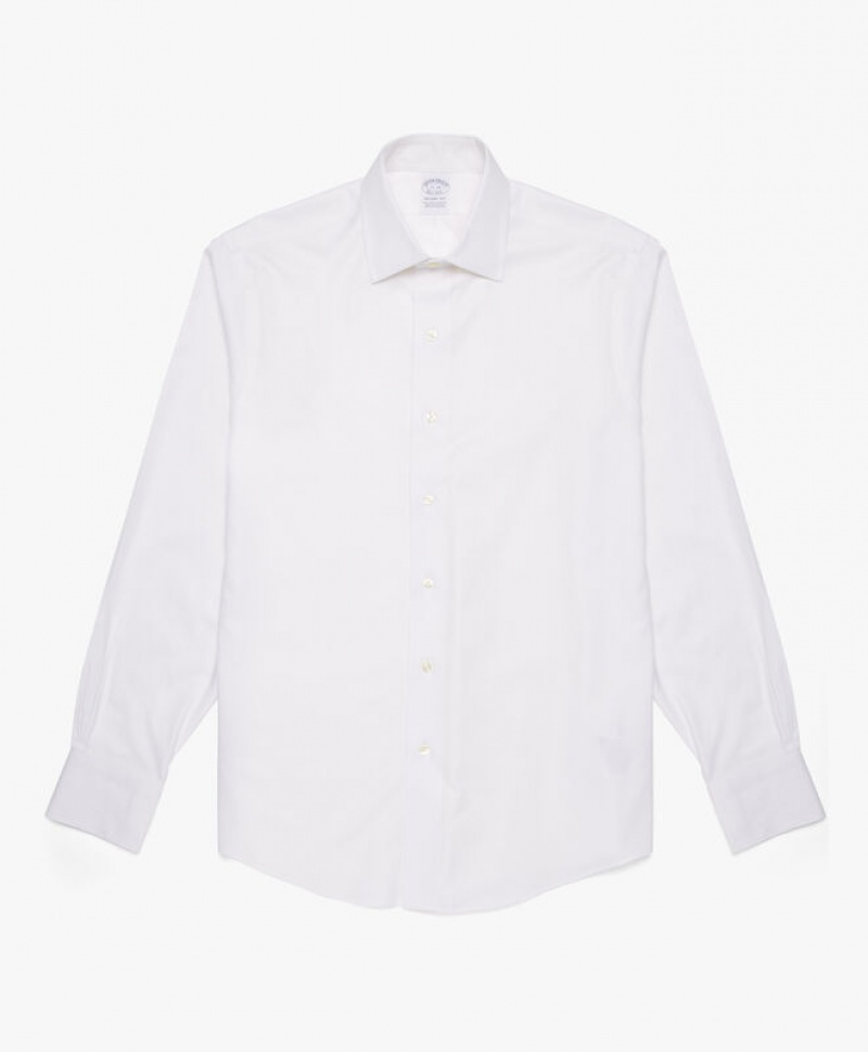 White Brooks Brothers Regular Fit White Non-Iron Ainsley Collar Men Shirts | MWK-145267