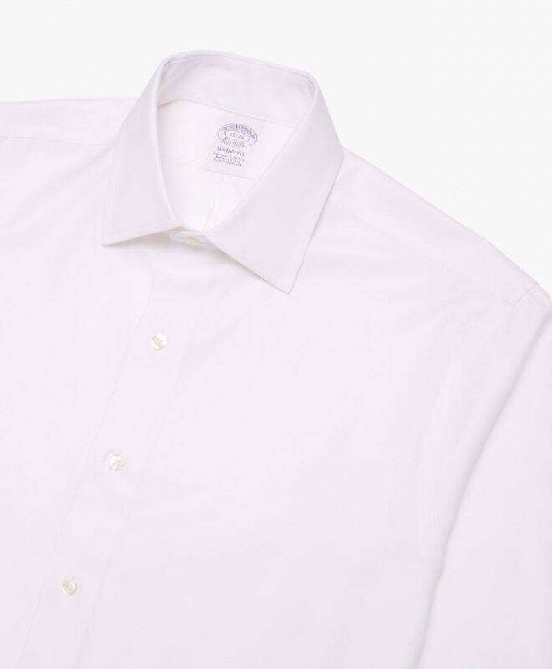 White Brooks Brothers Regular Fit White Non-Iron Ainsley Collar Men Shirts | MWK-145267