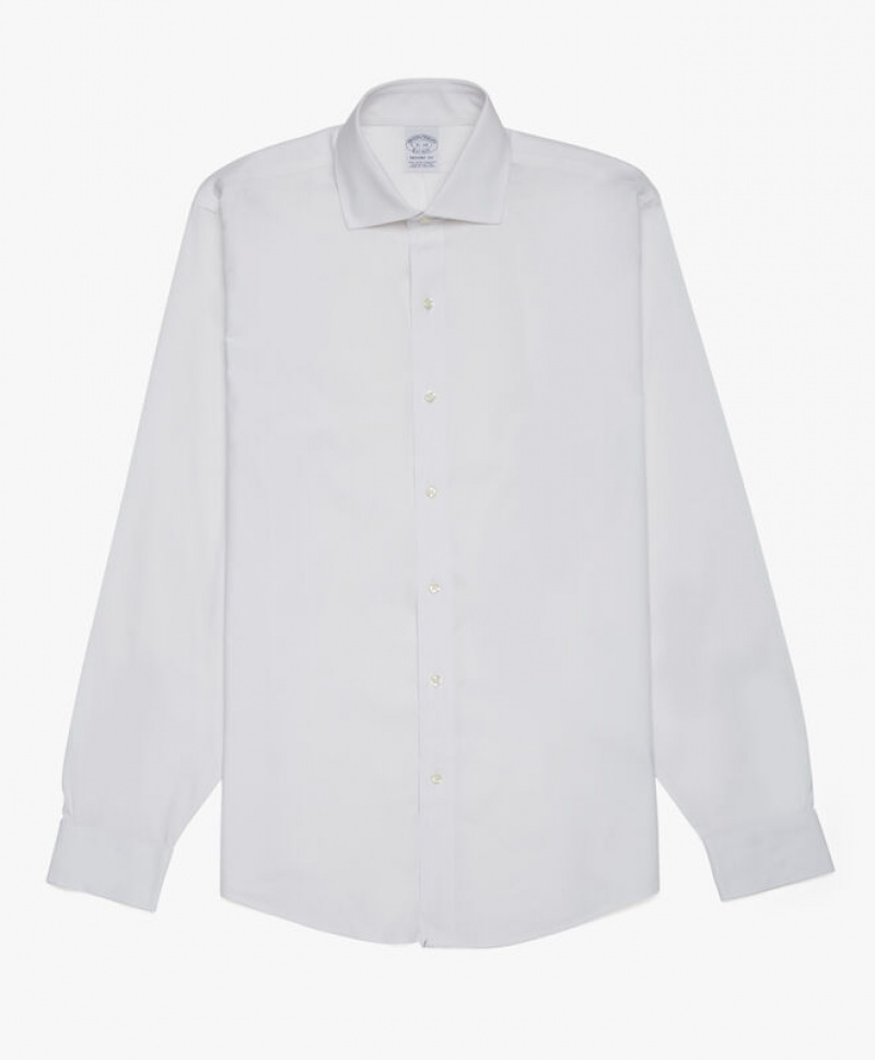 White Brooks Brothers Regular Fit White Non-Iron Ainsley Collar Men Shirts | OGR-560348