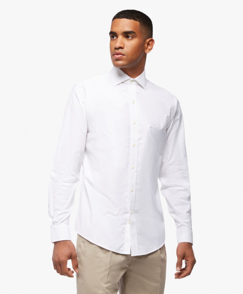 White Brooks Brothers Regular Fit White Non-Iron Spread Collar Men Shirts | PEG-865319