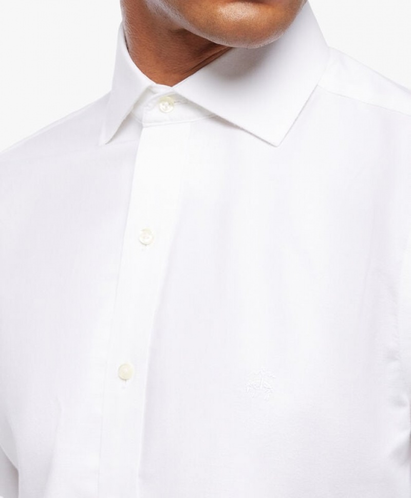 White Brooks Brothers Regular Fit White Non-Iron Spread Collar Men Shirts | PEG-865319