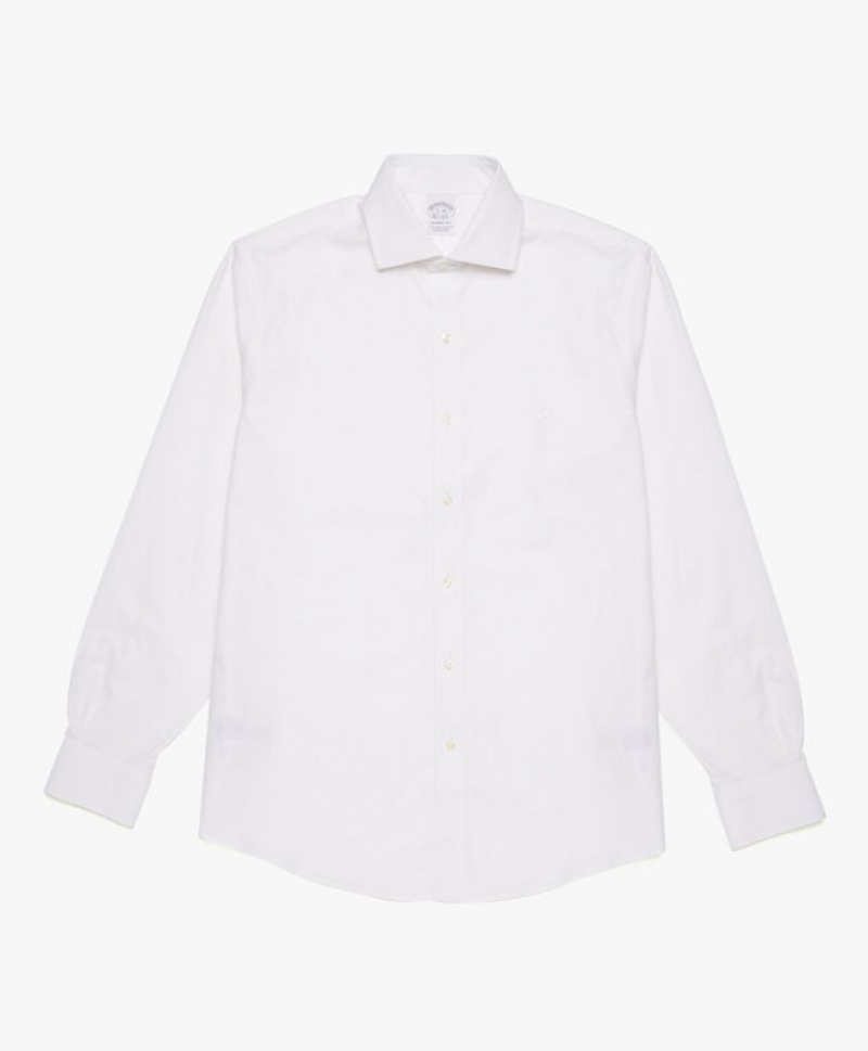 White Brooks Brothers Regular Fit White Non-Iron Spread Collar Men Shirts | PEG-865319