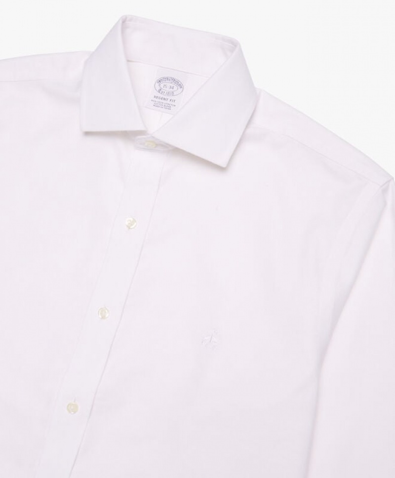 White Brooks Brothers Regular Fit White Non-Iron Spread Collar Men Shirts | PEG-865319