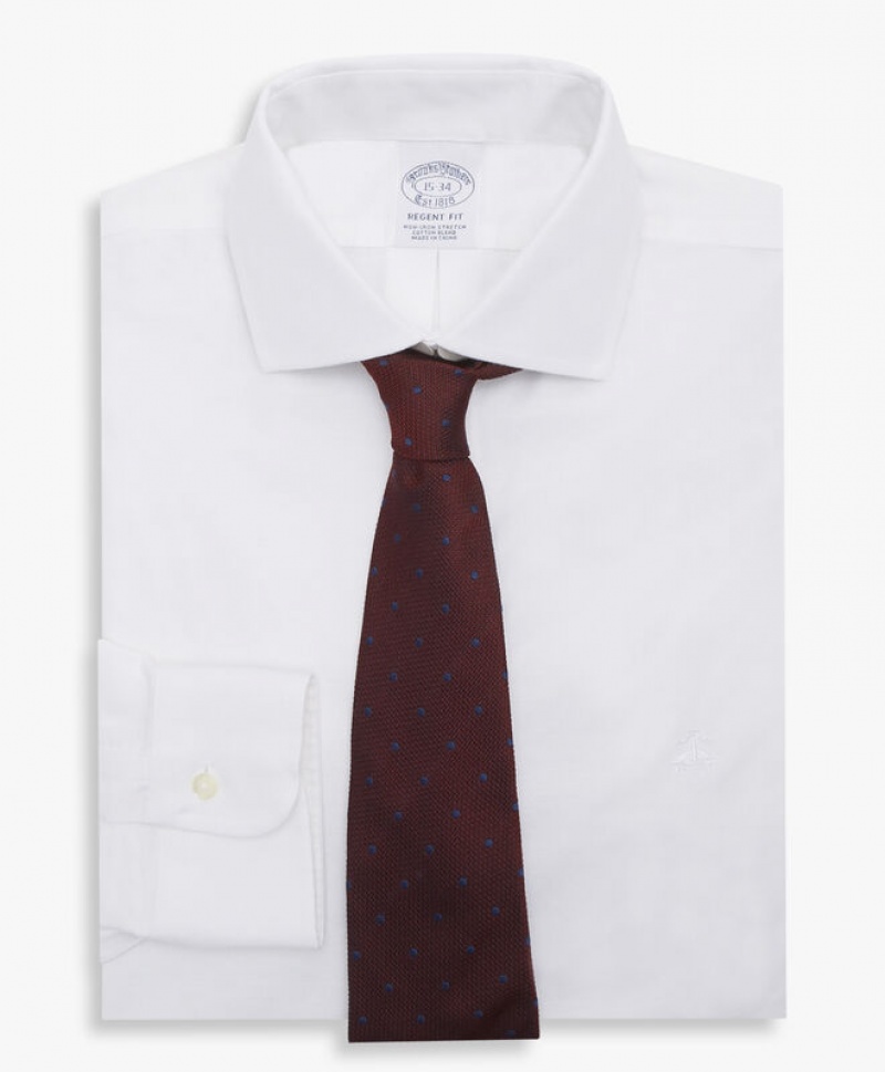 White Brooks Brothers Regular Fit White Non-Iron Spread Collar Men Shirts | PEG-865319