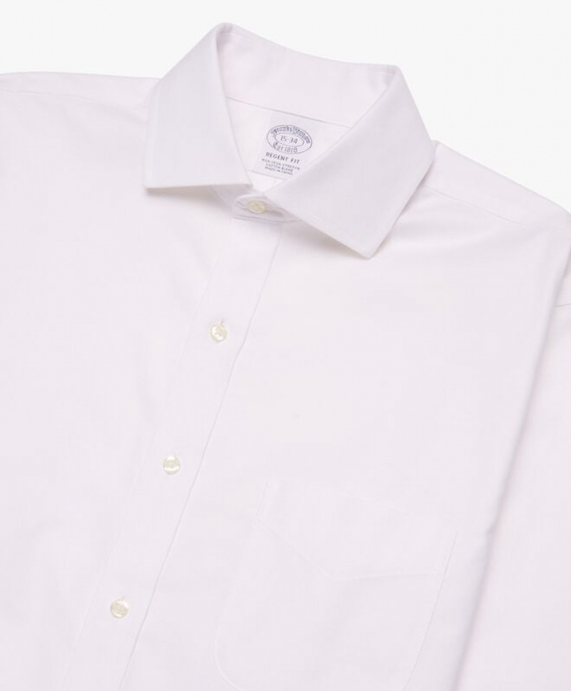 White Brooks Brothers Regular Fit White Non-Iron Spread Collar Men Shirts | OYW-914025