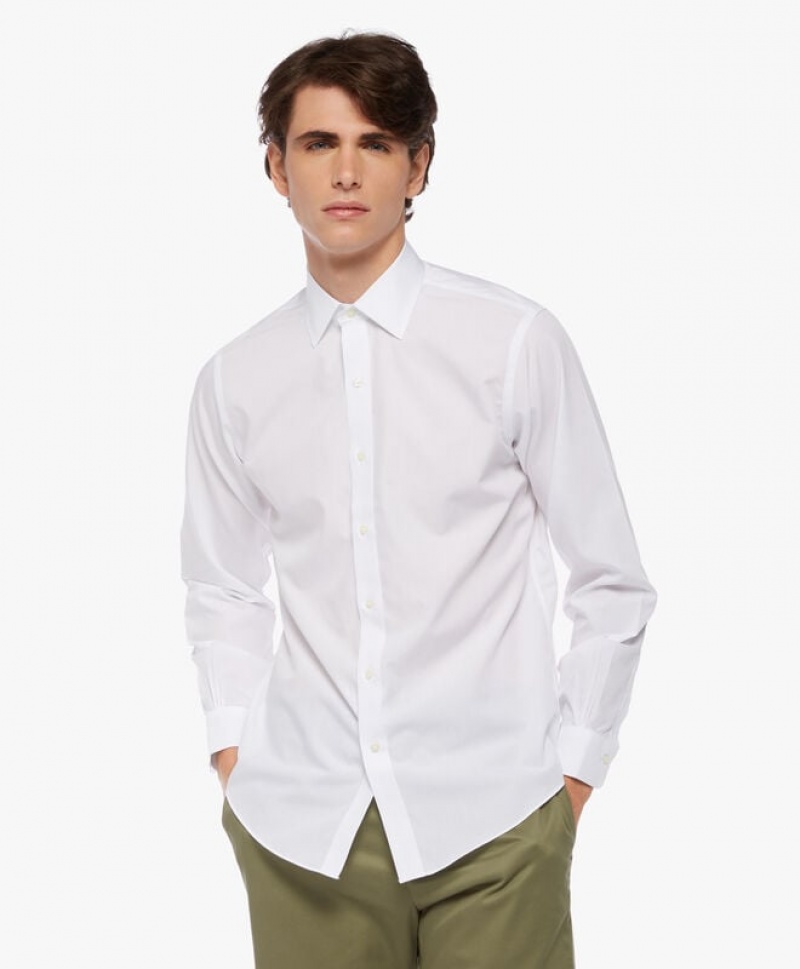 White Brooks Brothers Regular Fit White Non-Iron Ainsley Collar Men Shirts | MBU-849361