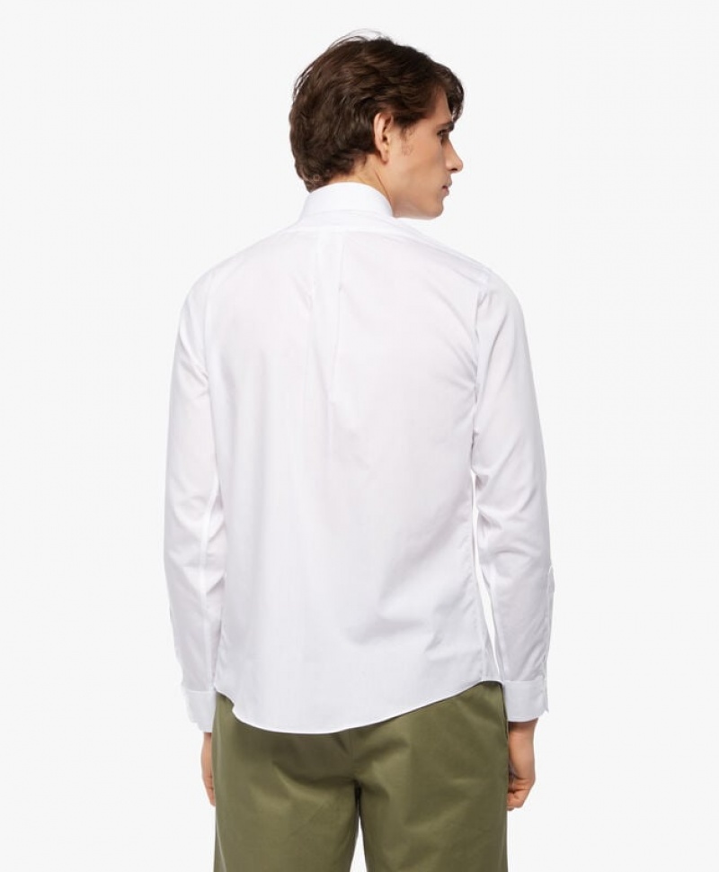 White Brooks Brothers Regular Fit White Non-Iron Ainsley Collar Men Shirts | MBU-849361