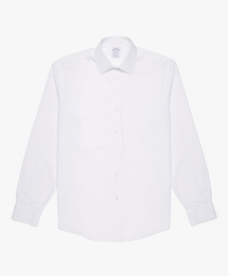 White Brooks Brothers Regular Fit White Non-Iron Ainsley Collar Men Shirts | MBU-849361