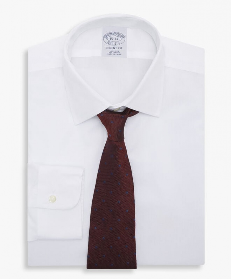 White Brooks Brothers Regular Fit White Non-Iron Ainsley Collar Men Shirts | MBU-849361