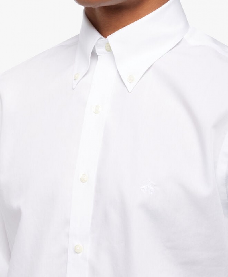 White Brooks Brothers Regular Fit White Non-Iron Button Down Men Shirts | ZPQ-719386