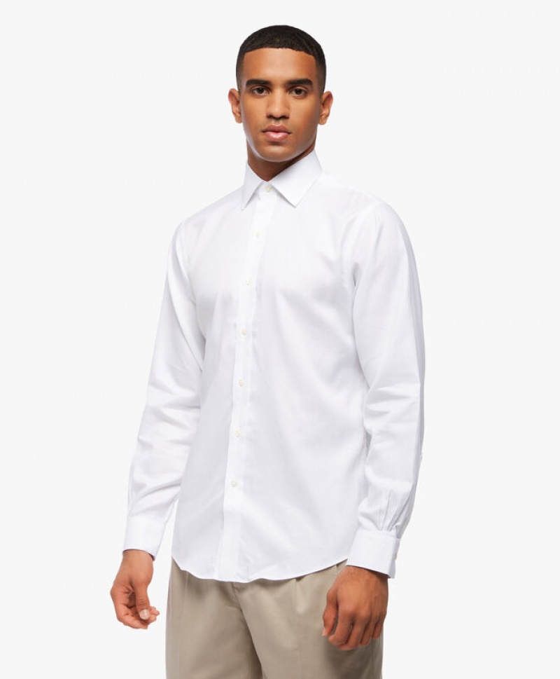 White Brooks Brothers Regular Fit White Non-Iron Ainsley Collar Men Shirts | MER-384062