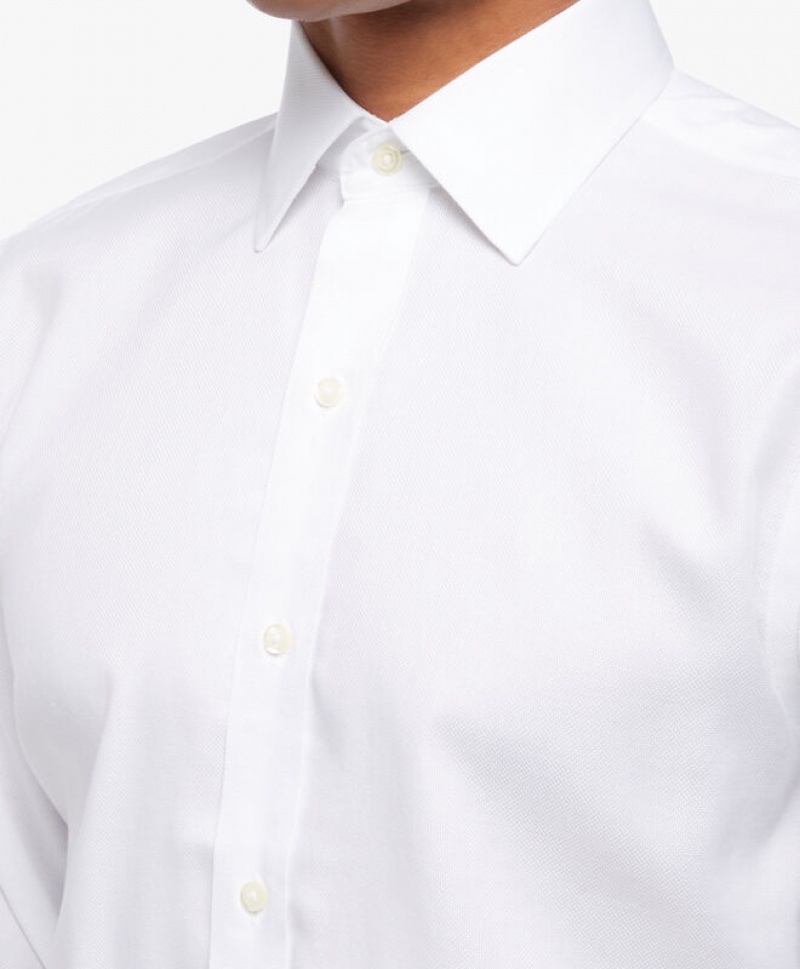 White Brooks Brothers Regular Fit White Non-Iron Ainsley Collar Men Shirts | MER-384062