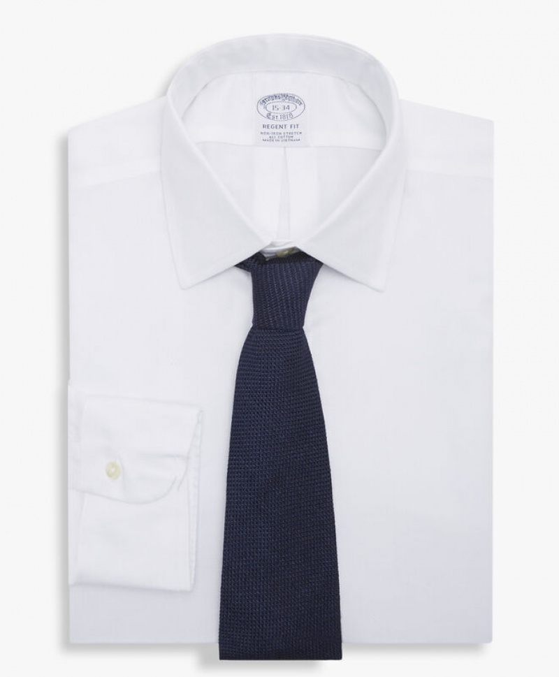 White Brooks Brothers Regular Fit White Non-Iron Ainsley Collar Men Shirts | MER-384062