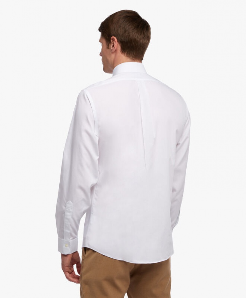 White Brooks Brothers Regular Fit White Non-Iron Ainsley Collar Men Shirts | WUR-324705