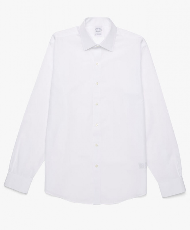 White Brooks Brothers Regular Fit White Non-Iron Ainsley Collar Men Shirts | WUR-324705