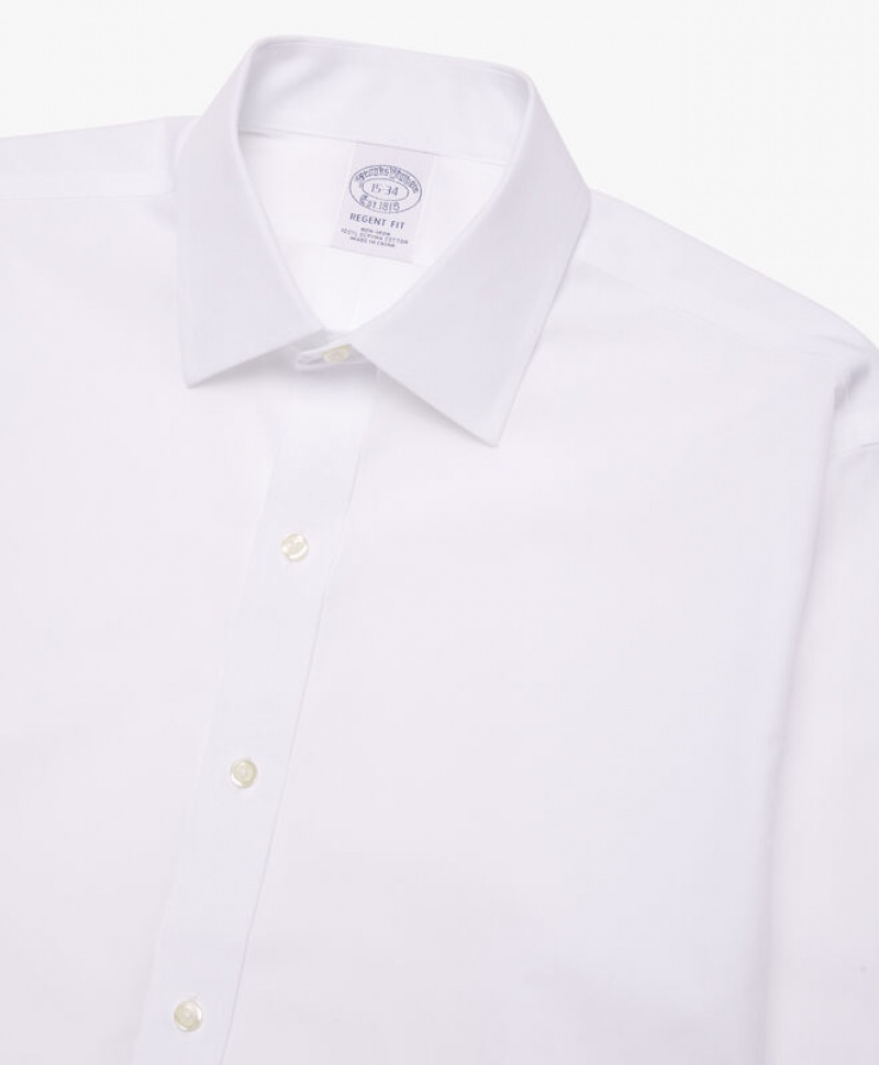 White Brooks Brothers Regular Fit White Non-Iron Ainsley Collar Men Shirts | WUR-324705