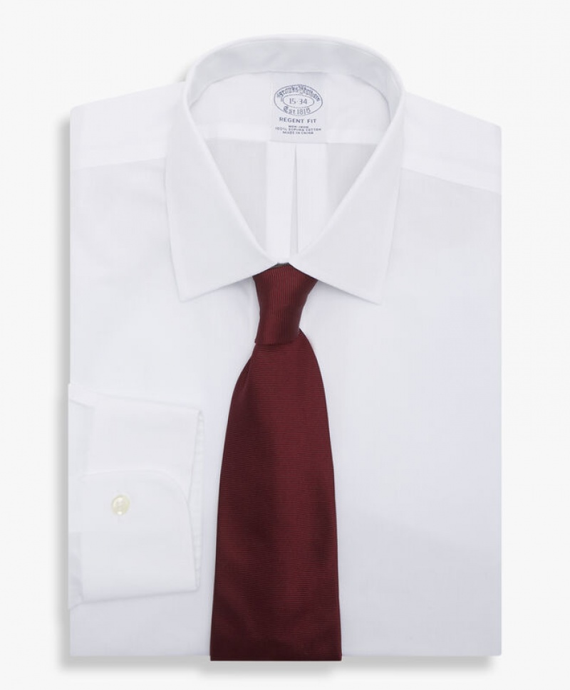 White Brooks Brothers Regular Fit White Non-Iron Ainsley Collar Men Shirts | WUR-324705