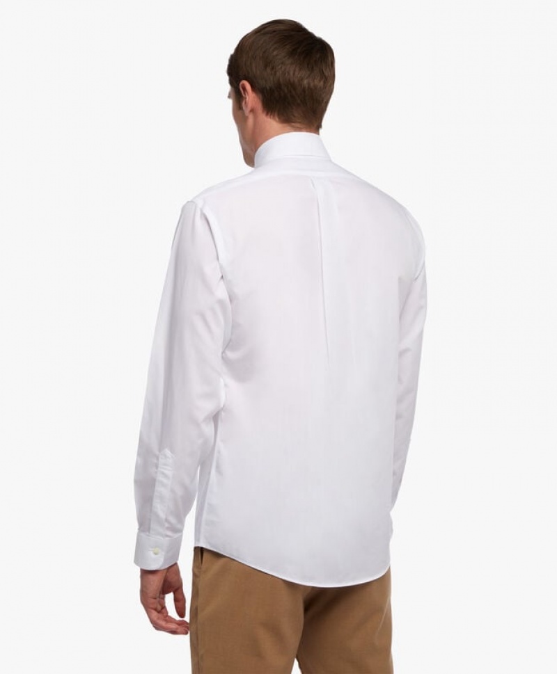 White Brooks Brothers Regular Fit White Non-Iron Button Down Men Shirts | KVR-056143