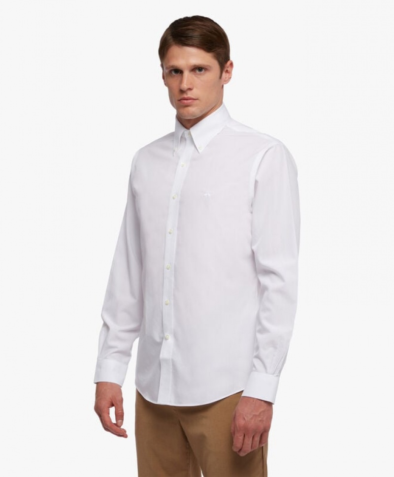 White Brooks Brothers Regular Fit White Non-Iron Button Down Men Shirts | KVR-056143