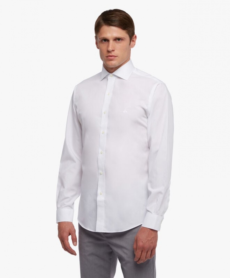 White Brooks Brothers Regular Fit White Non-Iron Spread Collar Men Shirts | ESI-897645