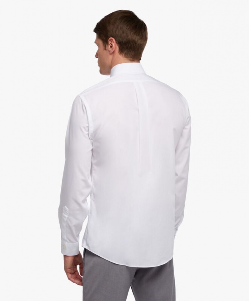 White Brooks Brothers Regular Fit White Non-Iron Spread Collar Men Shirts | ESI-897645