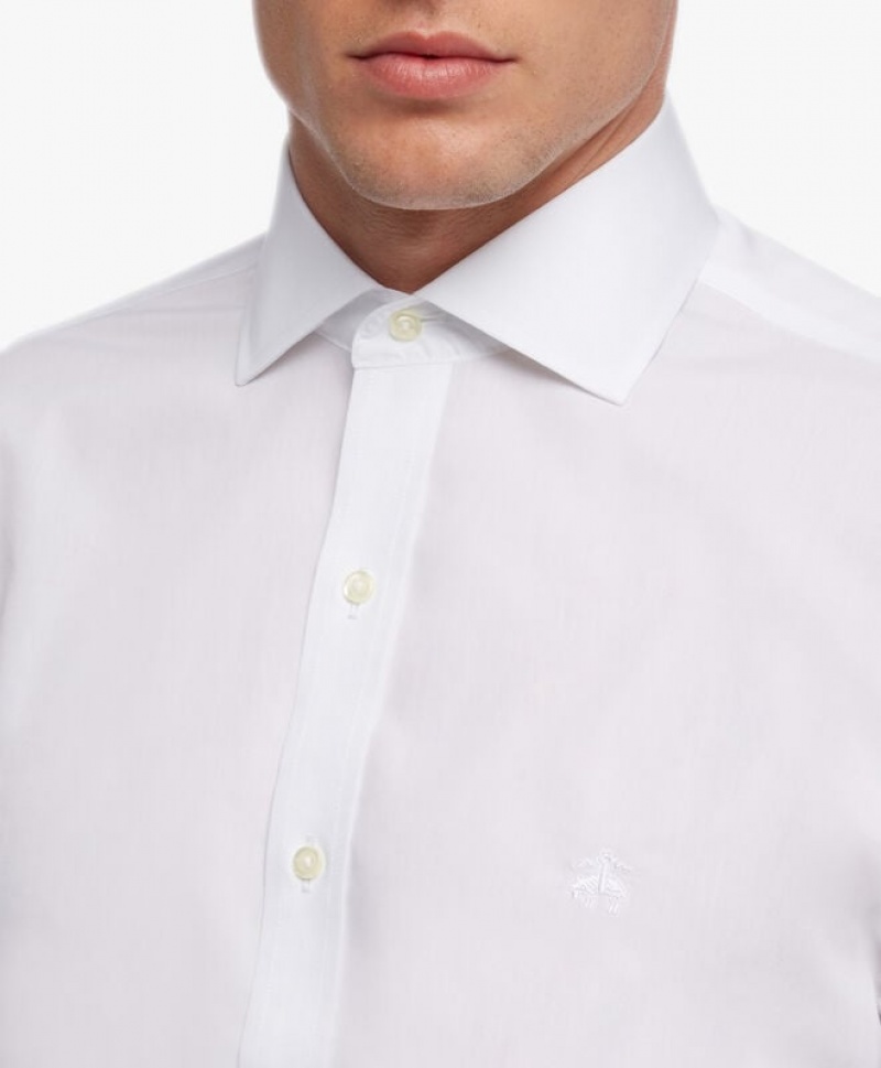 White Brooks Brothers Regular Fit White Non-Iron Spread Collar Men Shirts | ESI-897645