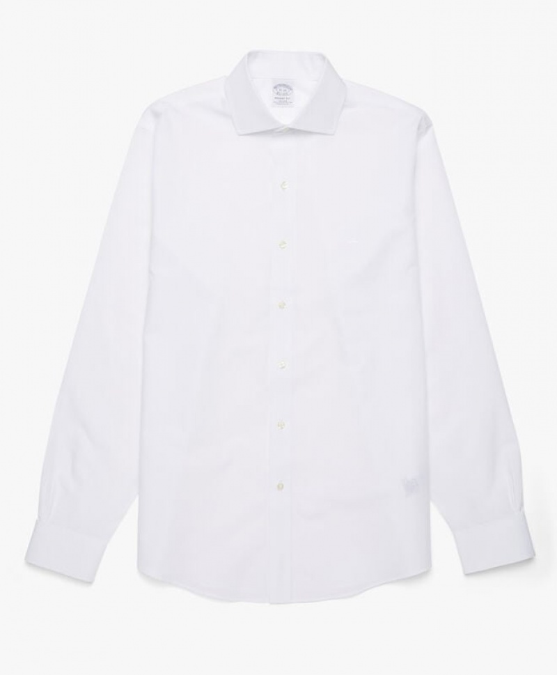 White Brooks Brothers Regular Fit White Non-Iron Spread Collar Men Shirts | ESI-897645