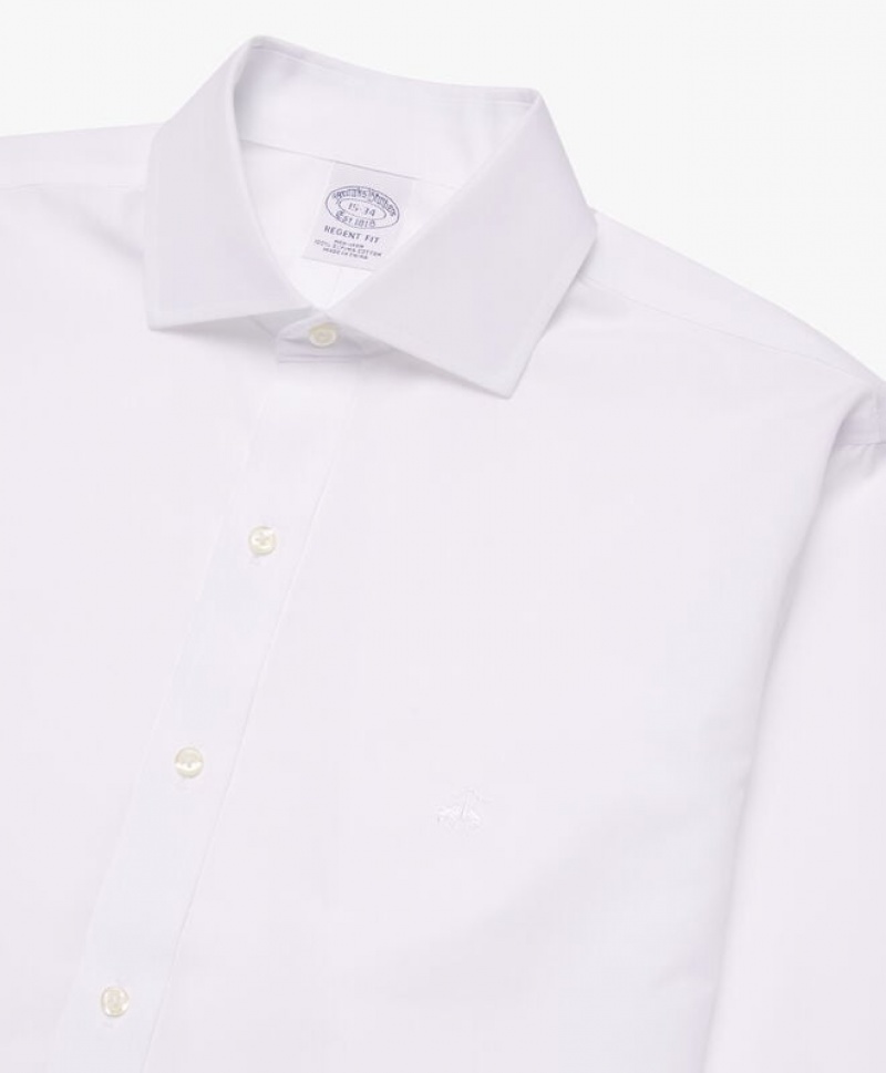 White Brooks Brothers Regular Fit White Non-Iron Spread Collar Men Shirts | ESI-897645