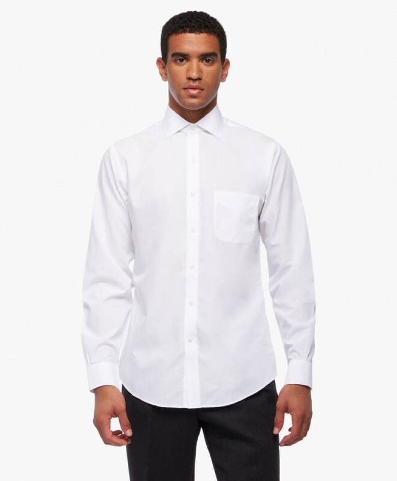 White Brooks Brothers Regular Fit White Non-Iron Spread Collar Men Shirts | DUL-876125