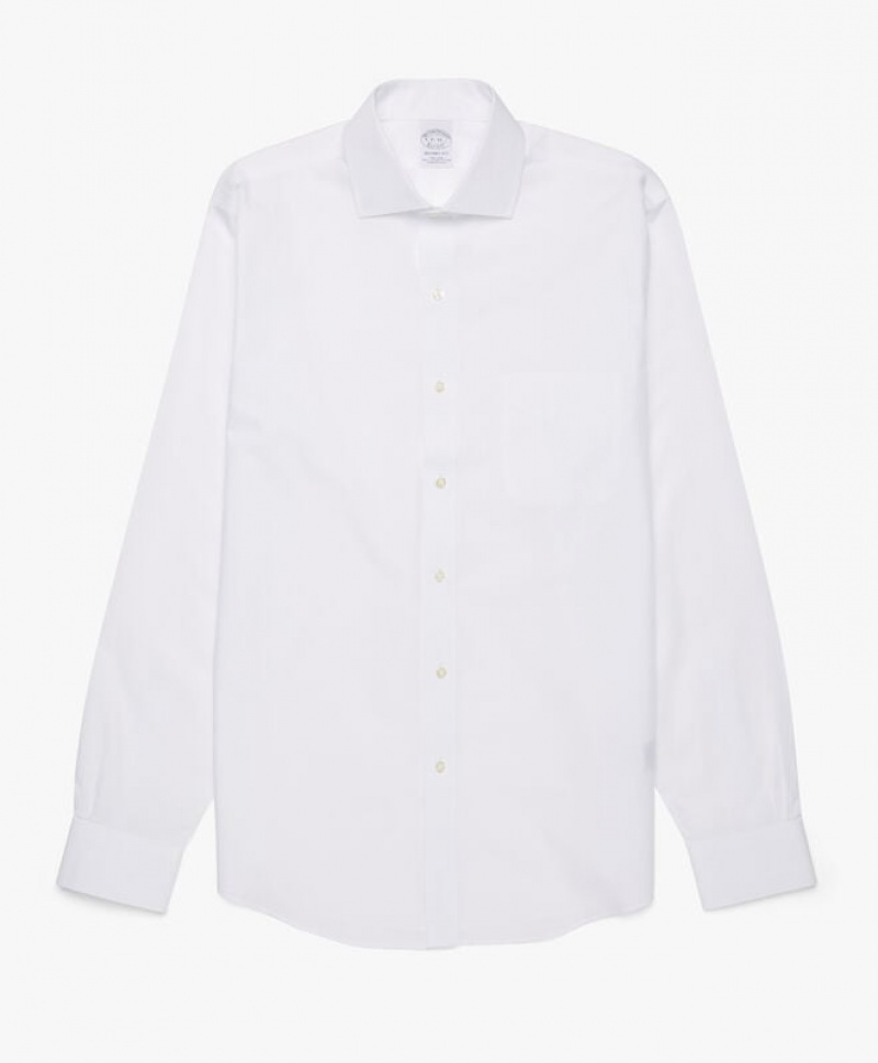 White Brooks Brothers Regular Fit White Non-Iron Spread Collar Men Shirts | DUL-876125