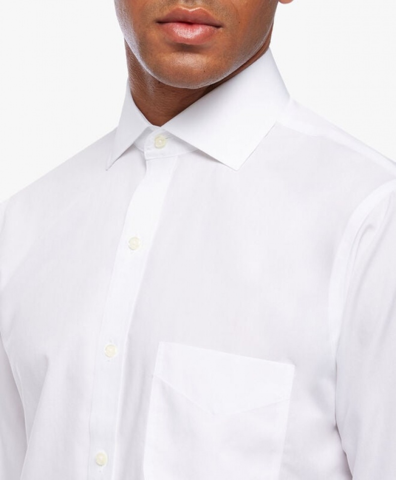 White Brooks Brothers Regular Fit White Non-Iron Spread Collar Men Shirts | DUL-876125