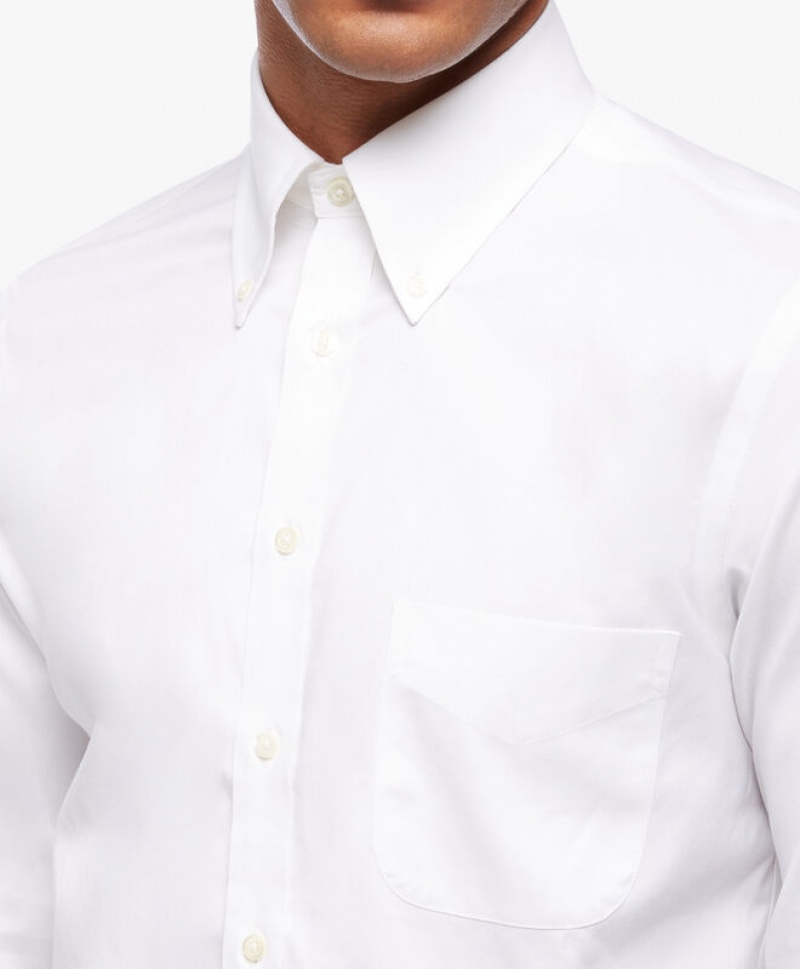 White Brooks Brothers Slim Fit White Non-Iron Collar Men Shirts | BMV-610247