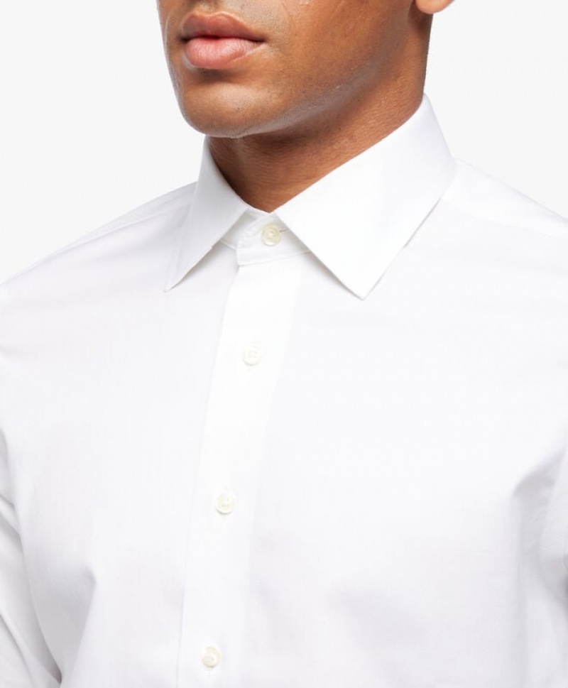 White Brooks Brothers Slim Fit White Non-Iron Ainsley Collar Men Shirts | LKY-605837