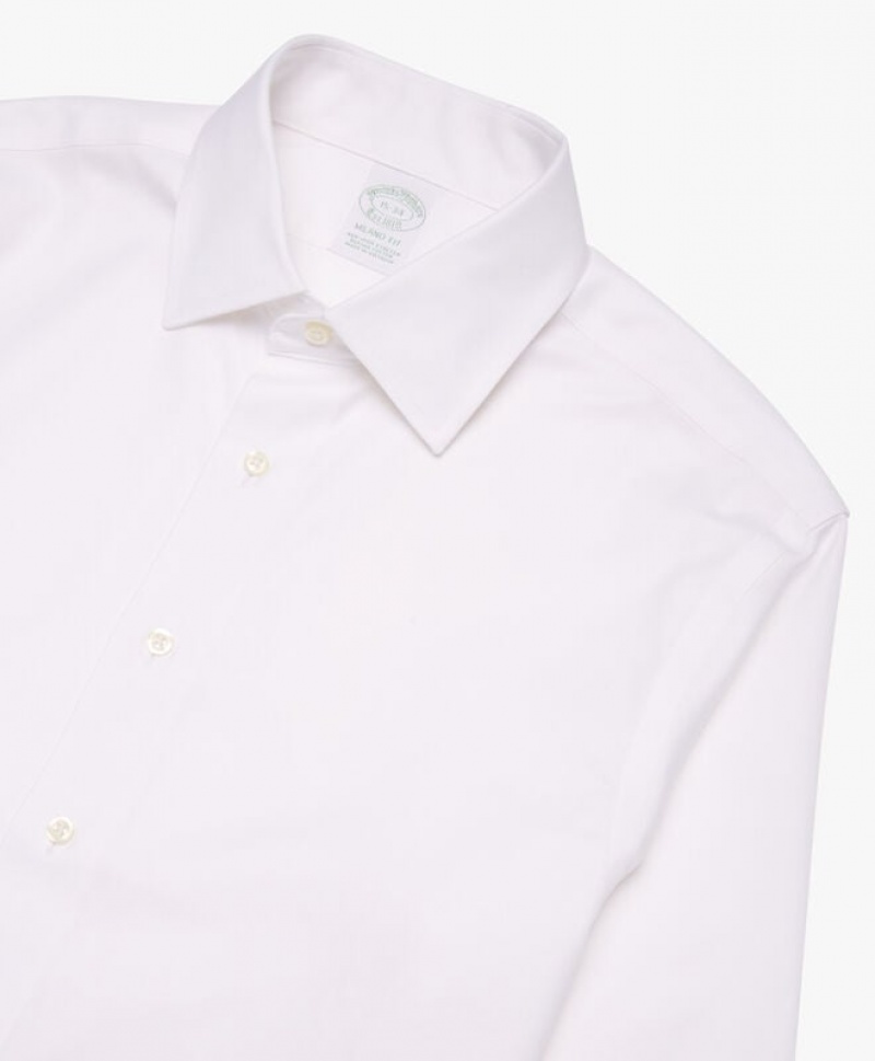 White Brooks Brothers Slim Fit White Non-Iron Ainsley Collar Men Shirts | LKY-605837