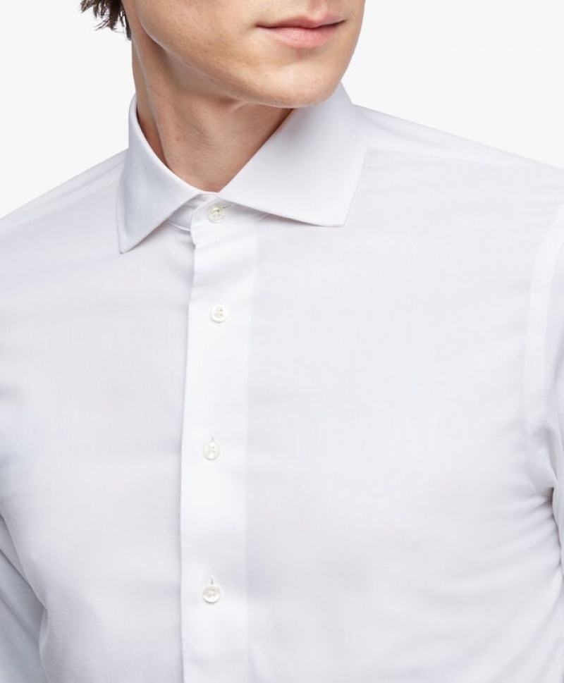 White Brooks Brothers Slim Fit White Non-Iron English Spread Collar Men Shirts | WEB-695482