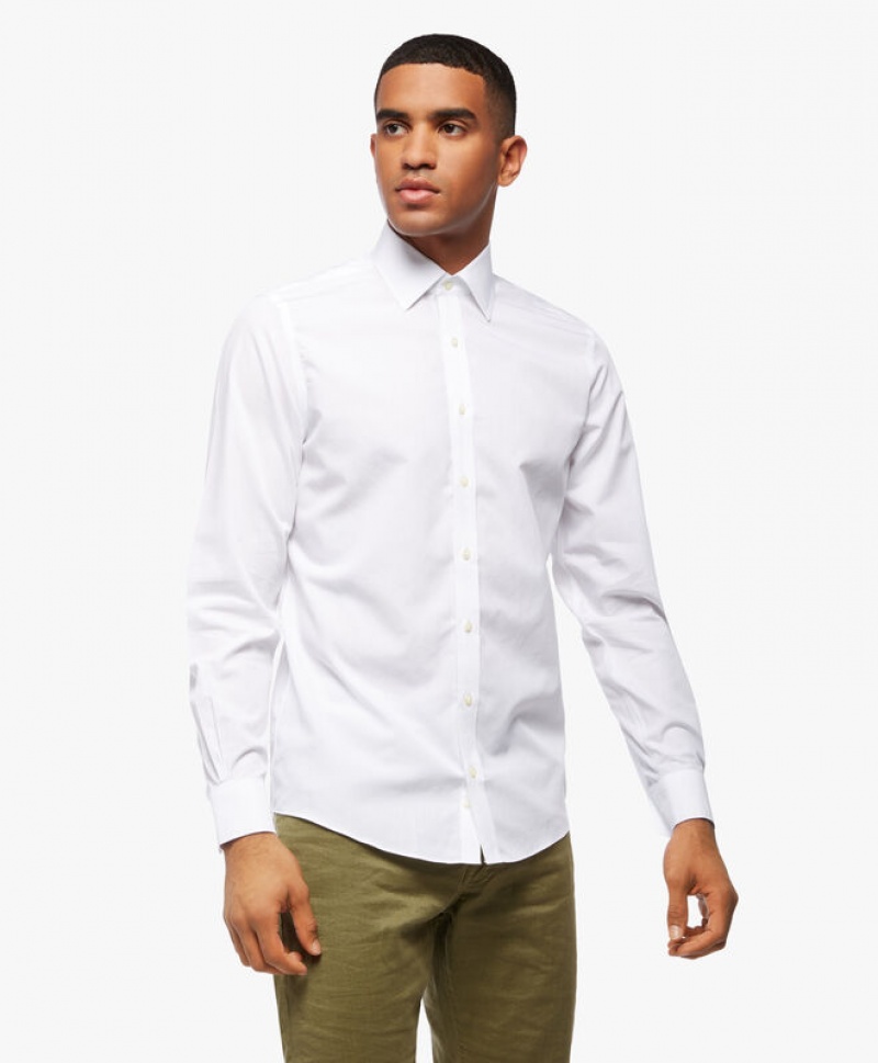 White Brooks Brothers Slim Fit White Non-Iron Ainsley Collar Men Shirts | KJT-936207