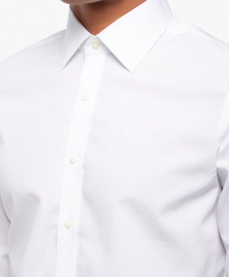 White Brooks Brothers Slim Fit White Non-Iron Ainsley Collar Men Shirts | KJT-936207