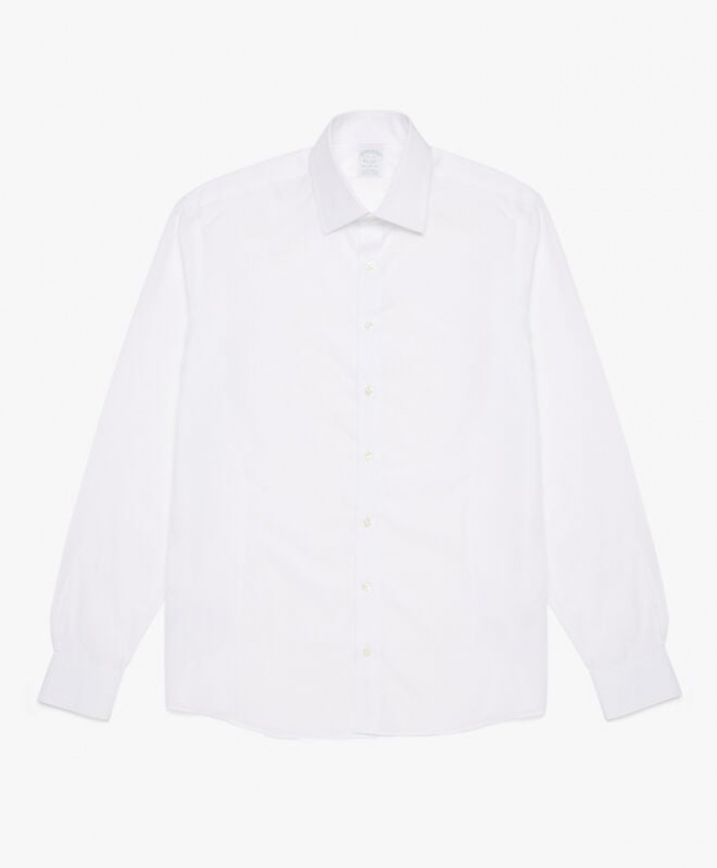 White Brooks Brothers Slim Fit White Non-Iron Ainsley Collar Men Shirts | KJT-936207