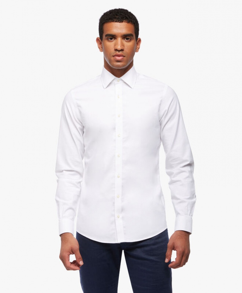 White Brooks Brothers Slim Fit White Non-Iron Ainsley Collar Men Shirts | HFW-146295