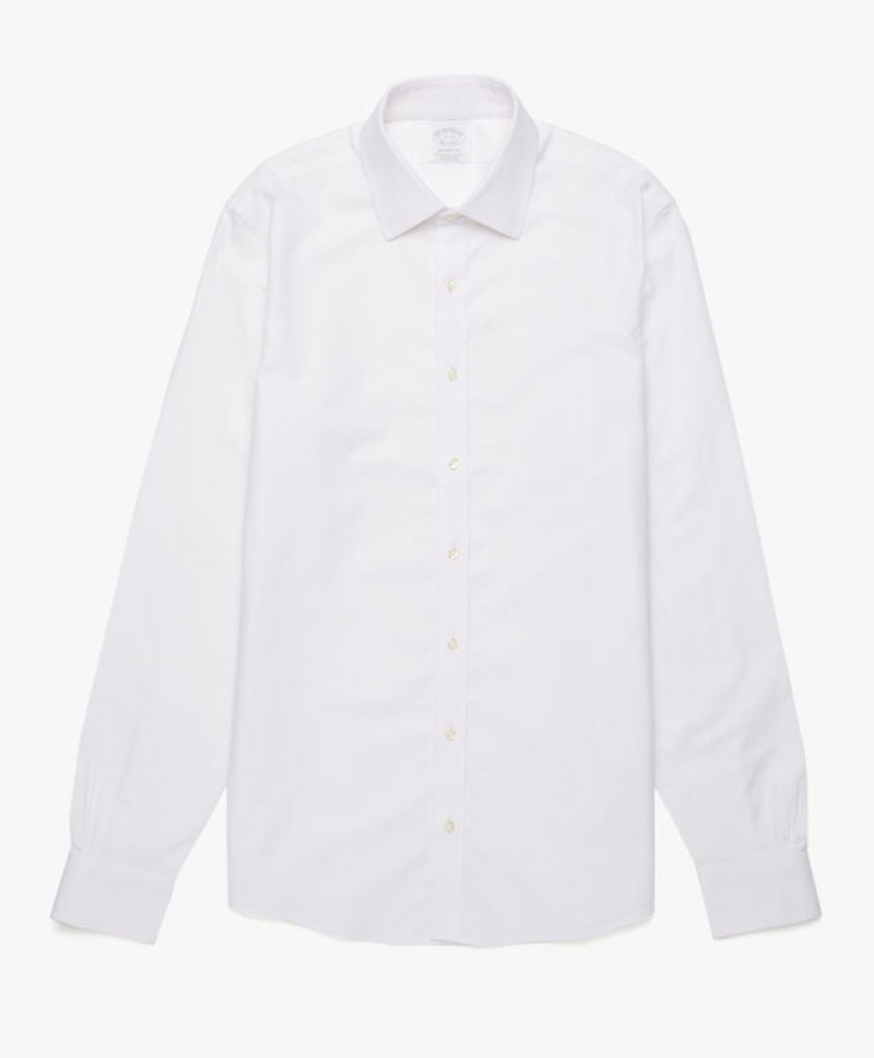 White Brooks Brothers Slim Fit White Non-Iron Ainsley Collar Men Shirts | HFW-146295