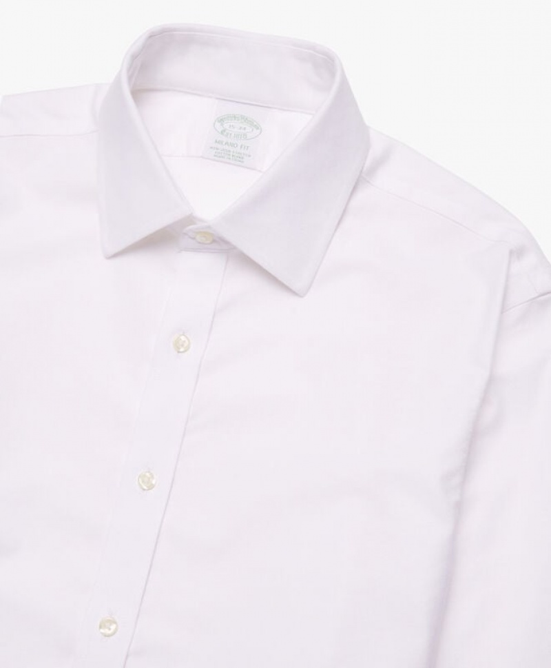 White Brooks Brothers Slim Fit White Non-Iron Ainsley Collar Men Shirts | HFW-146295