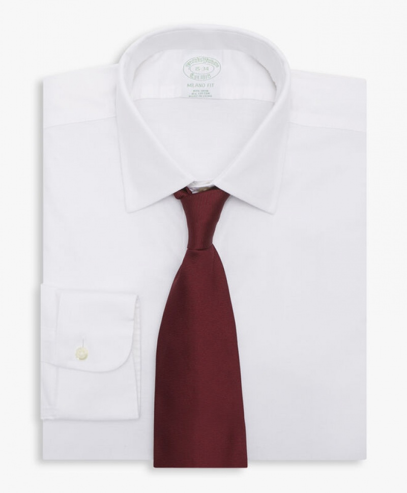 White Brooks Brothers Slim Fit White Non-Iron Ainsley Collar Men Shirts | HFW-146295