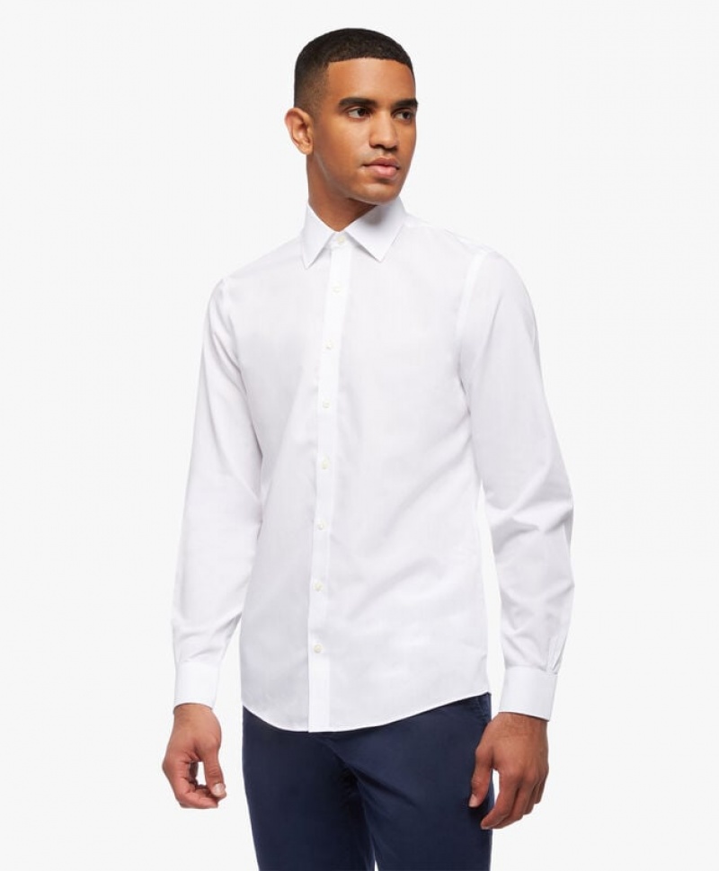 White Brooks Brothers Slim Fit White Non-Iron Ainsley Collar Men Shirts | YTA-315490