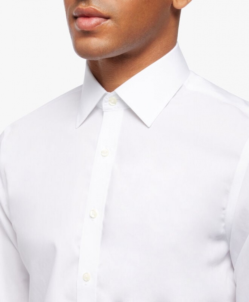 White Brooks Brothers Slim Fit White Non-Iron Ainsley Collar Men Shirts | YTA-315490