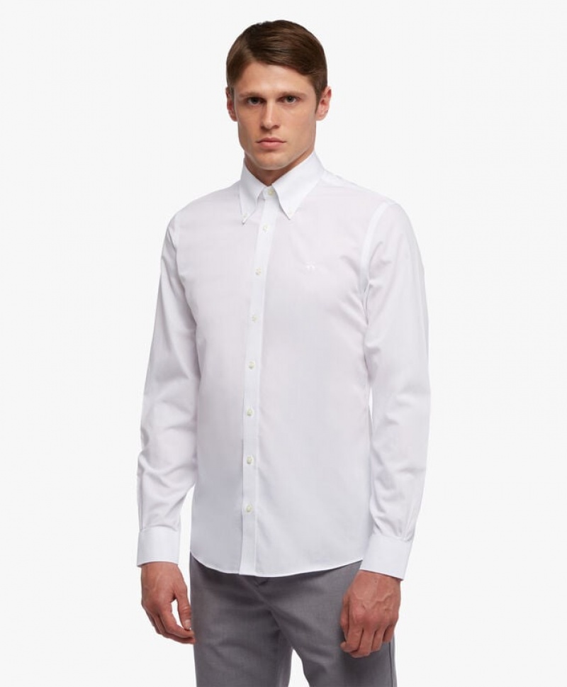 White Brooks Brothers Slim Fit White Non-Iron Button Down Men Shirts | BFZ-639428